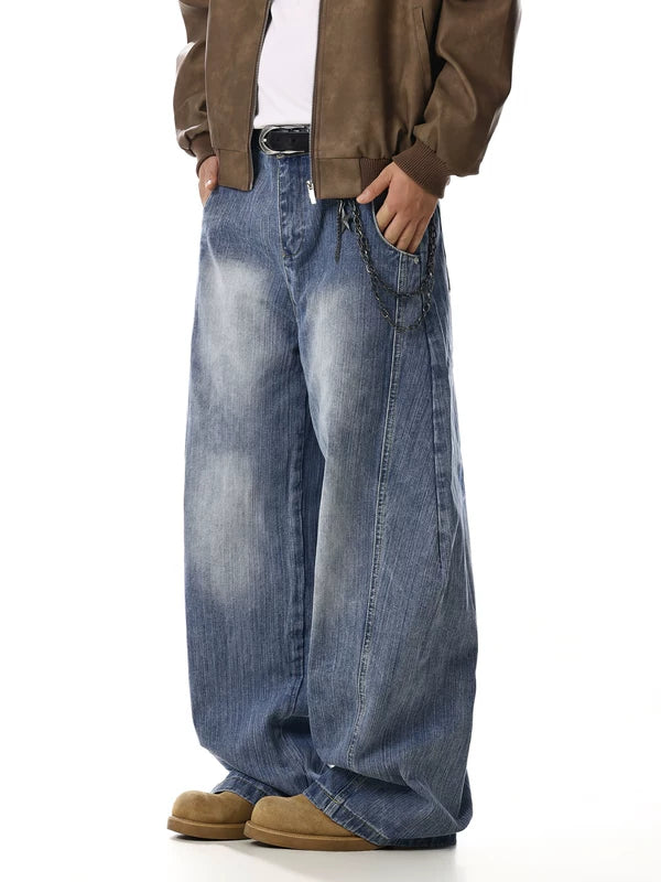 Retro Wide-Leg Deconstructed Jeans Pants 3