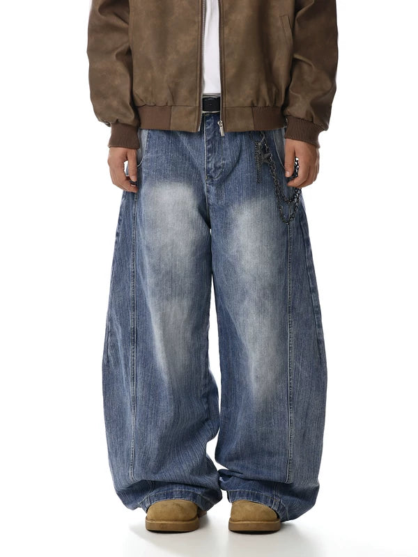 Retro Wide-Leg Deconstructed Jeans Pants 4