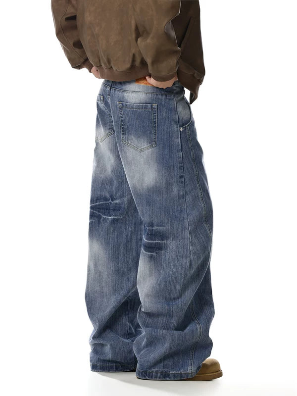 Retro Wide-Leg Deconstructed Jeans Pants 5