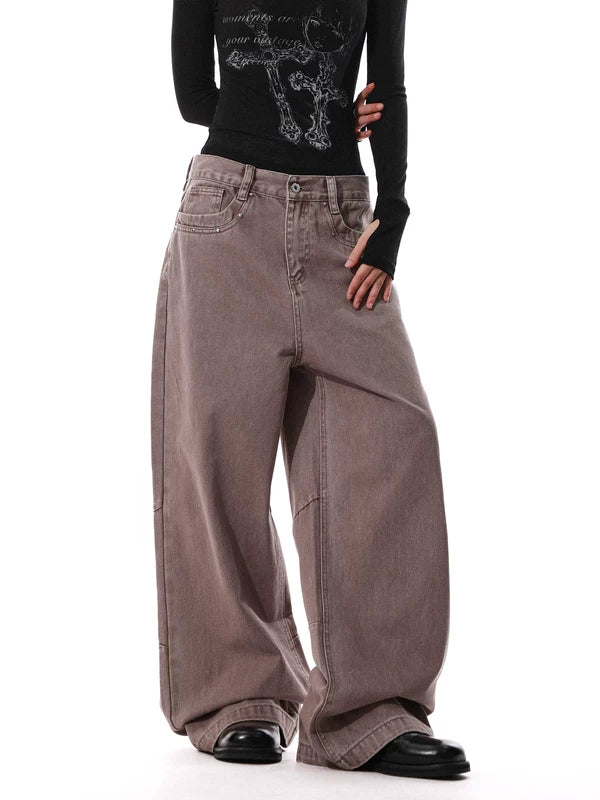 Retro Wide-Leg Floor-Length Denim Pants 2