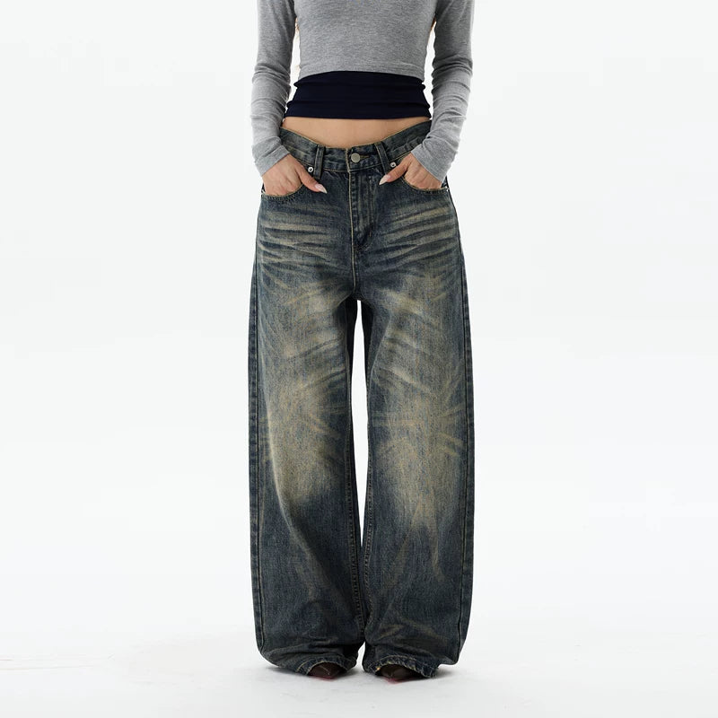 6183020698393,6183020698394,6183020698395,6183020698396, Retro Wide Leg Loose Fit Jeans Pants