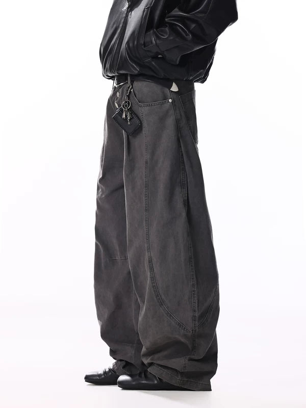 Retro Wide Leg Multi Button Jeans Pants 3