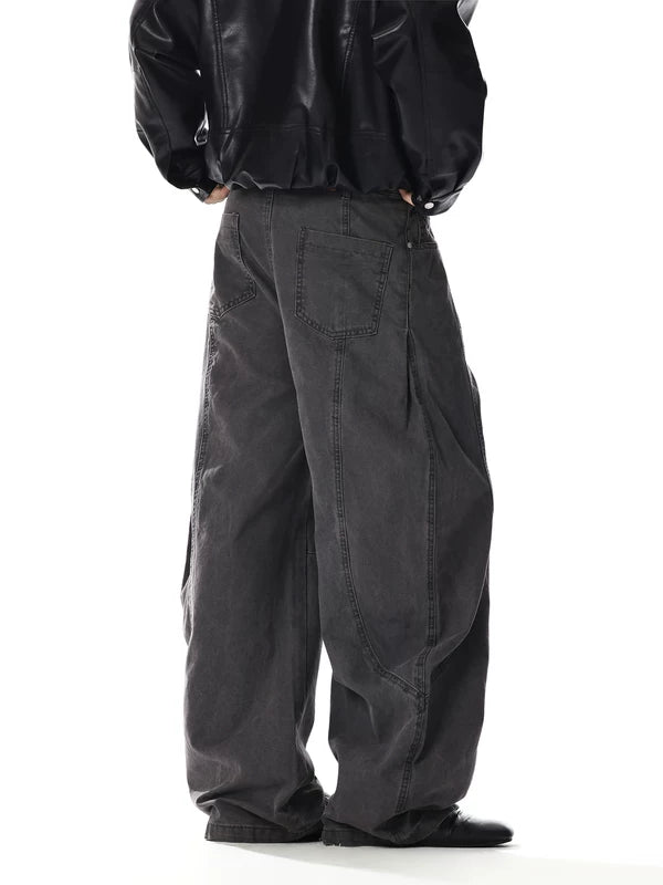 Retro Wide Leg Multi Button Jeans Pants 4