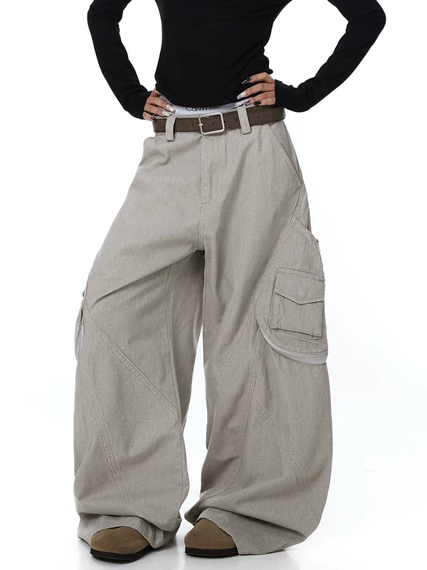 Retro Wide-Leg Multi-Pocket Cargo Pants 2