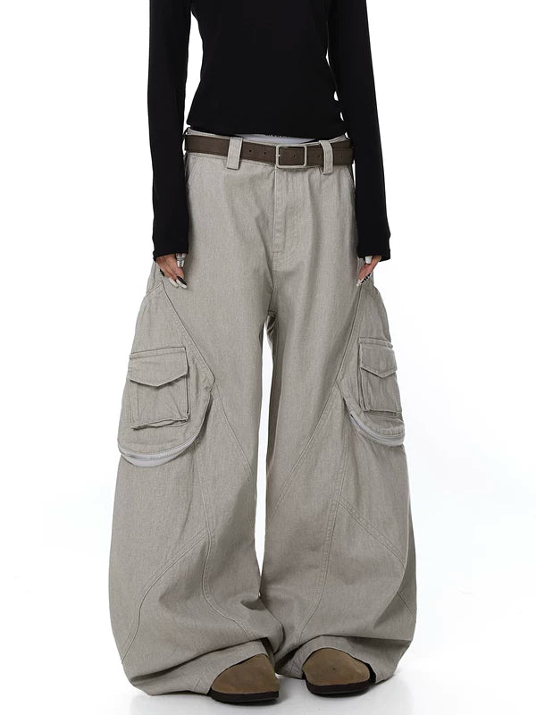 Retro Wide-Leg Multi-Pocket Cargo Pants 3