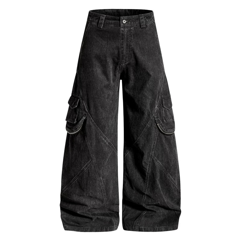 6010522312854,6010522312855,6010522312856,6010522312857,6010522312858, Retro Wide-Leg Multi-Pocket Cargo Pants