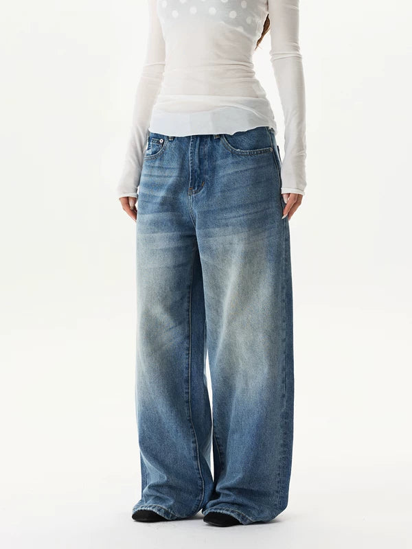 Retro Wide Leg Straight Jeans Pants 3