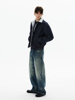 Retro Wide-Leg Turn-Up Waist Jeans Pants 4