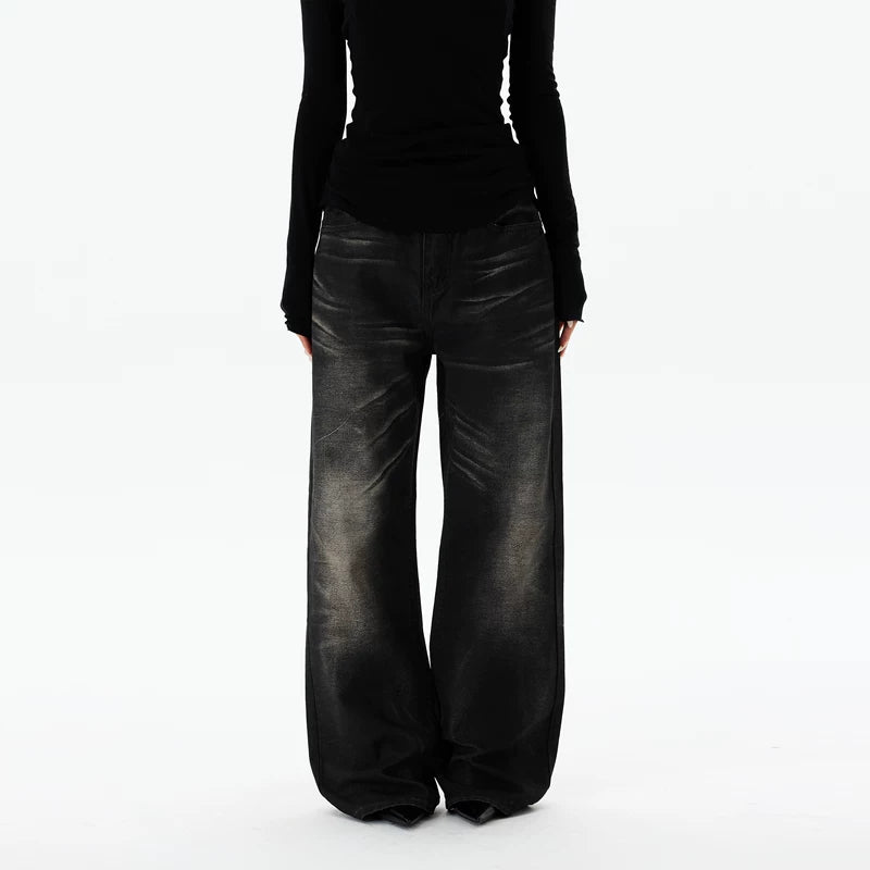 6017543392636,6017543392637,6017543392638,6017543392639,6017543392640, Retro Wide Leg Whiskered Jeans Pants