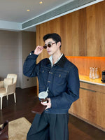 Retro Workwear Topstitched Short Denim Jacket 4