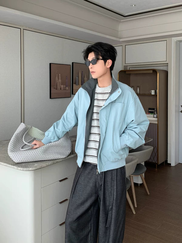 Reversible Colorblock Collar Casual Jacket 2