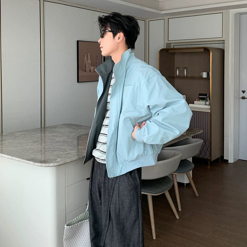 6200790802748,6200790802749,6200790802750, Reversible Colorblock Collar Casual Jacket