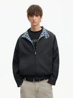 Reversible Houndstooth Collar Harrington Jacket 3