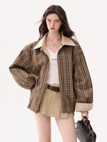 Reversible Plaid Collar Zip Front Coat 2