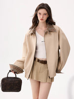 Reversible Plaid Collar Zip Front Coat 5