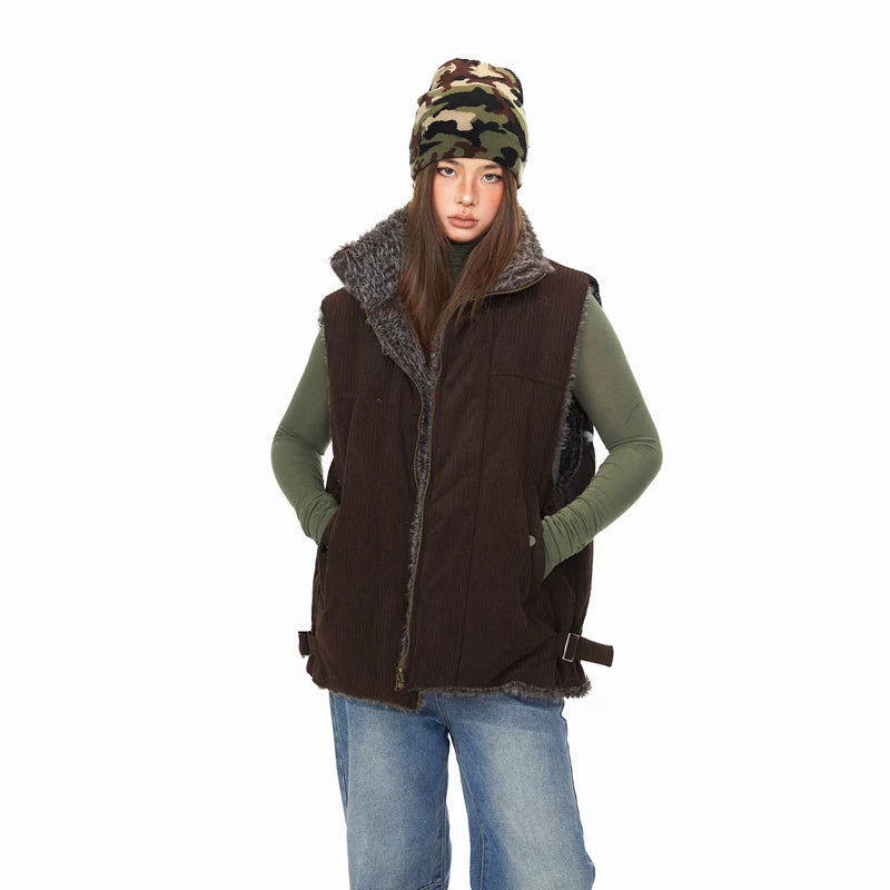 Reversible Sherpa Lined Corduroy Winter Vest 3