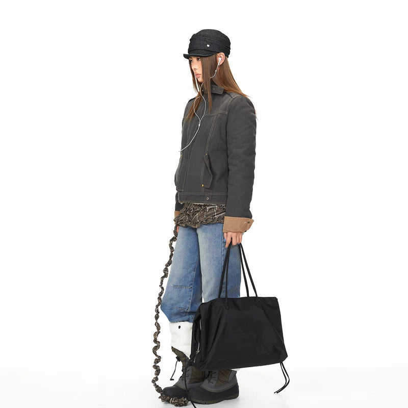 Reversible Workwear Stand Collar Padded Jacket 4