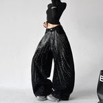 Rhinestone Embellished Wide Leg Denim Pants 2