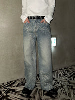 Rhinestone Starry Sky Straight Leg Jeans Pants 2