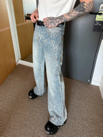 Rhinestone Starry Sky Straight Leg Jeans Pants 3