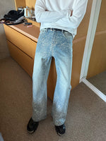 Rhinestone Starry Sky Straight Leg Jeans Pants 4