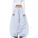 Rhinestone Striped Wide Leg Paratrooper Pants 4