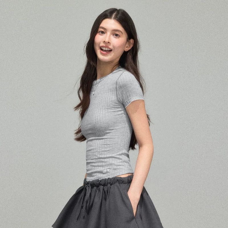 6034890388948,6034890388949,6034890388950,6034890388951, Ribbed Fitted Short Sleeve T-Shirt