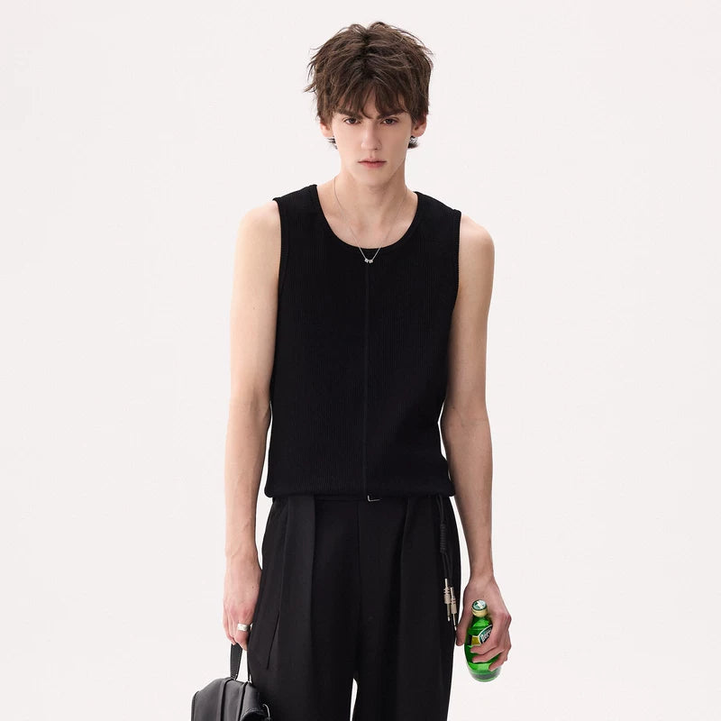 6190128194015,6190128194016,6190128194017,6190128194018, Ribbed High-Stretch Sleeveless Vest