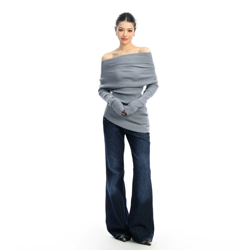 Ribbed Irregular Turtleneck Slim Sweater Top 3