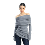 Ribbed Irregular Turtleneck Slim Sweater Top 5