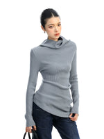 1627207:28334,6174824318379,1627207:28334,6174824318381,1627207:28334,6174824318380,6174824318379,6174824318381,6174824318380, Ribbed Irregular Turtleneck Slim Sweater Top