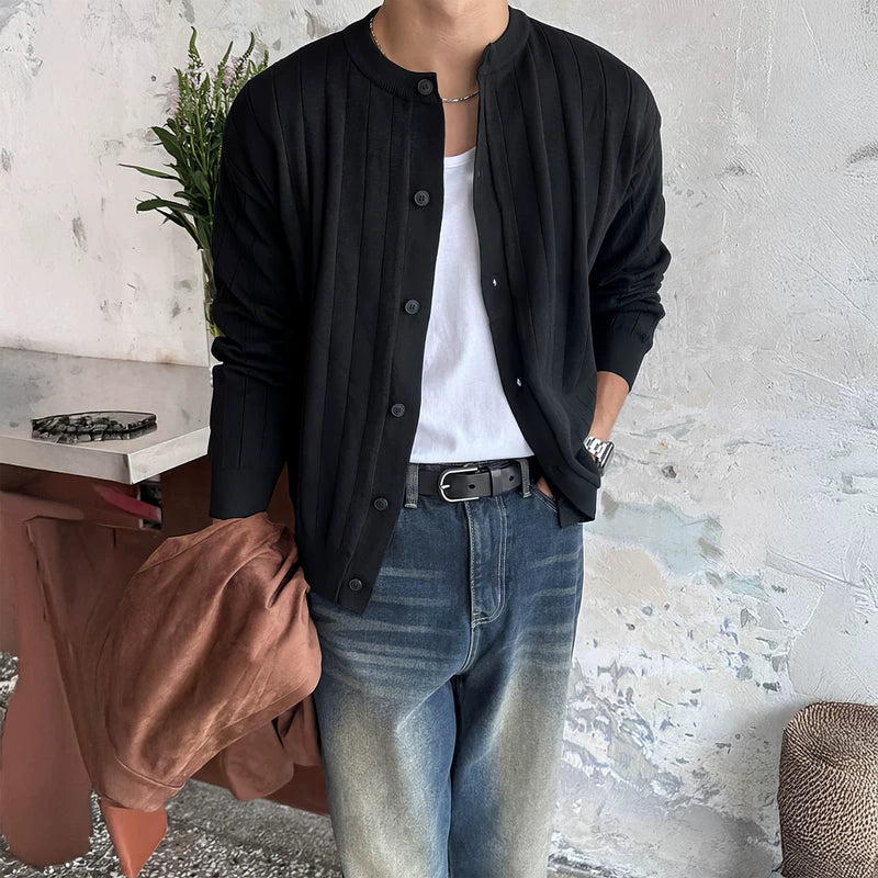 1627207:28341,6177738326631,1627207:28341,6177738326632,1627207:28341,6177738326633,6177738326631,6177738326632,6177738326633, Ribbed Knit Button Front Crewneck Cardigan