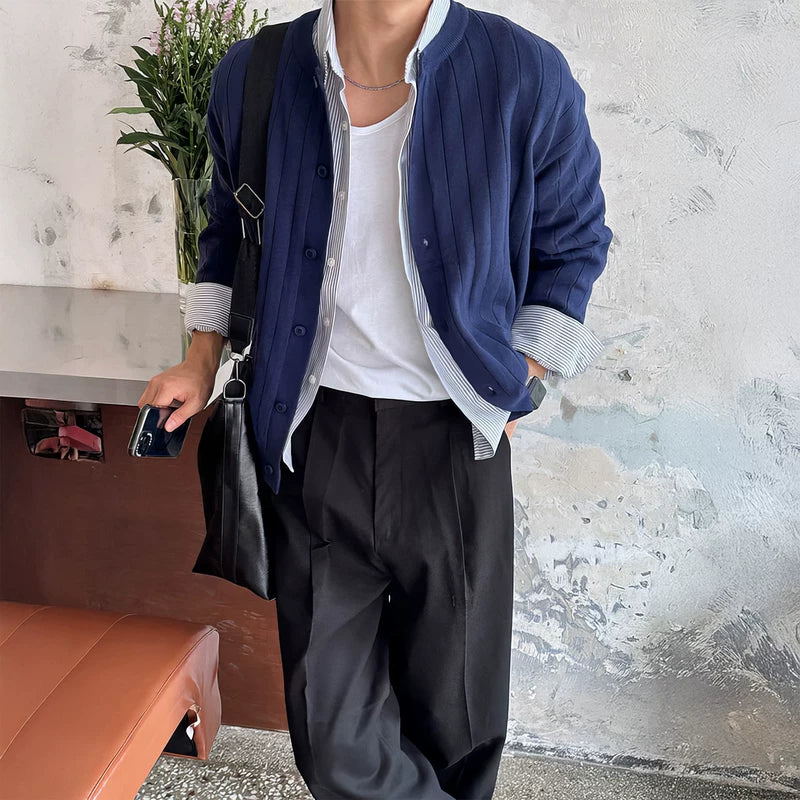 1627207:28340,6177738326634,1627207:28340,6177738326635,1627207:28340,6177738326636,6177738326634,6177738326635,6177738326636, Ribbed Knit Button Front Crewneck Cardigan