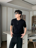 Ribbed Knit Short Sleeve Zip T-Shirt 4