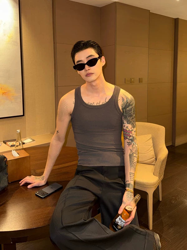 Ribbed Wide-Shoulder Slim Fit Vest 2