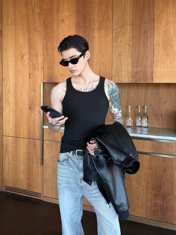 Ribbed Wide-Shoulder Slim Fit Vest 3