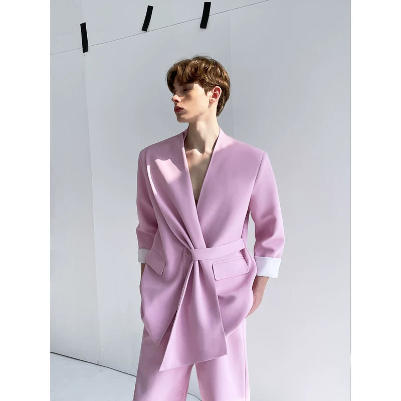 Ribbon Wrap Blazer and Wide Leg Pants 4