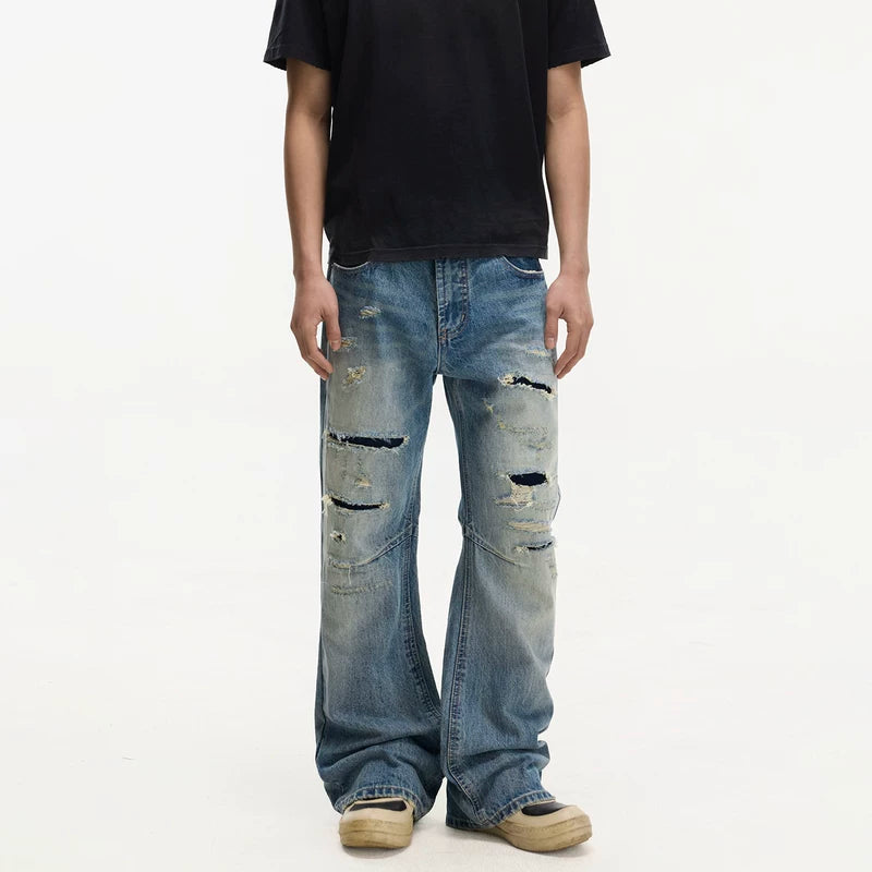 Ripped Straight Leg Loose Fit Jeans Pants 3