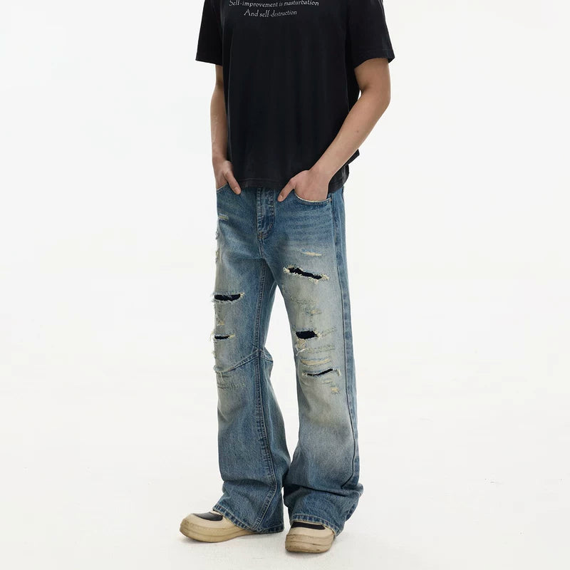 Ripped Straight Leg Loose Fit Jeans Pants 4