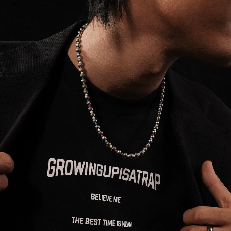 Round Beaded Layering Chain Necklace 2