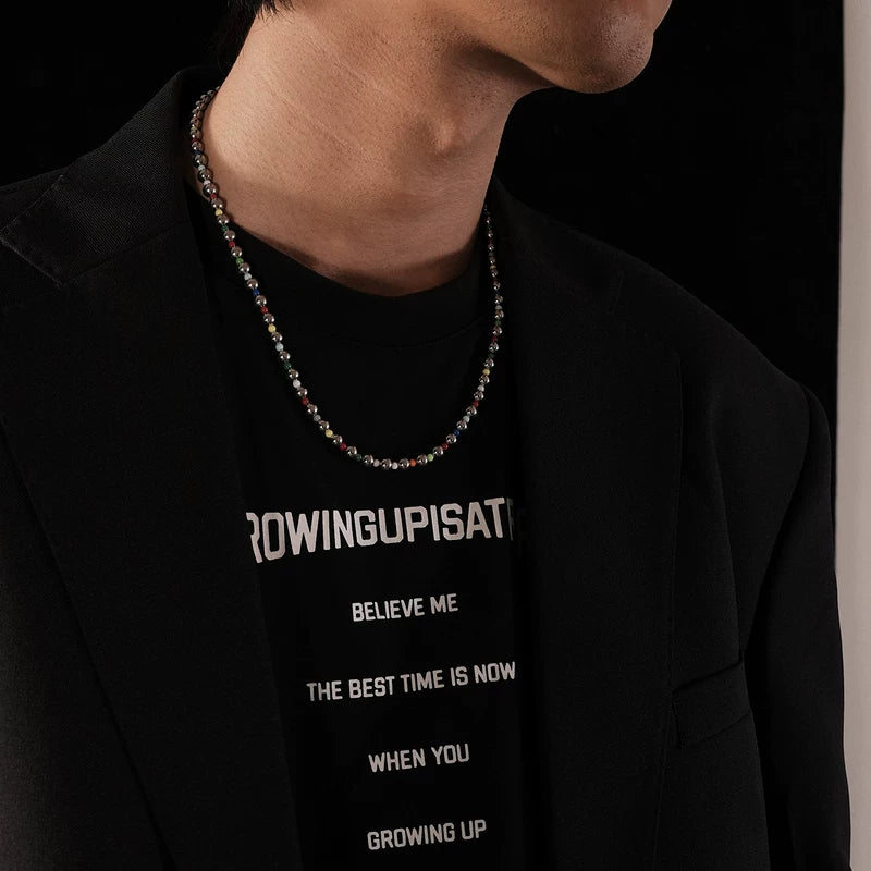 Round Beaded Layering Chain Necklace 4