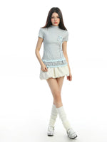 Ruffled Bow Trim Mock Neck Top 3