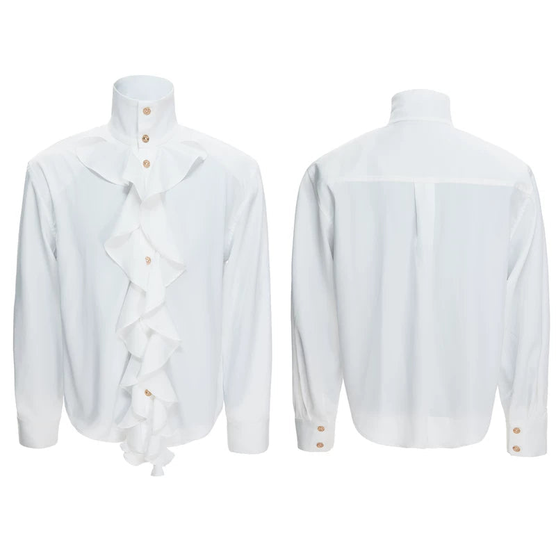 6190184931159,6190184931160,6190184931161,6190184931162,6025821613140, Ruffled Ice Silk Vintage Dress Shirt