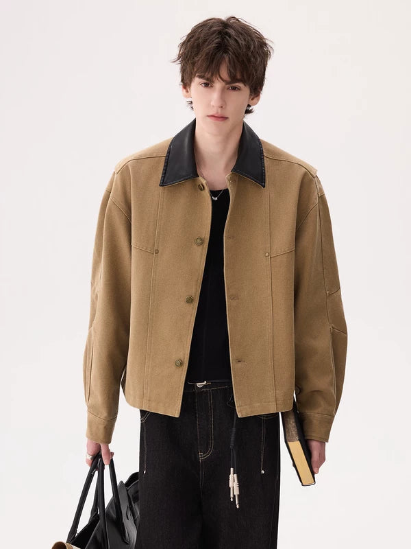 Rugged Cotton Jacket with Contrast Collar 3