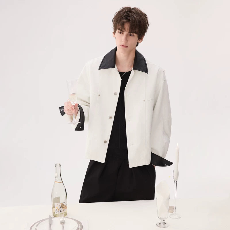 6182759851515,6182759851516,6182759851517,6182759851518, Rugged Cotton Jacket with Contrast Collar