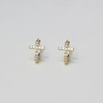 1627207:28328,5634565944909,5634565944909, S925 Sterling Silver Mini Cross Hoop Earrings