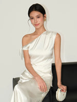 Satin One-Shoulder Tie Detail Tank Top 5