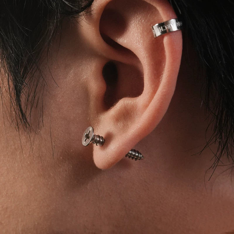 Screw Bolt Design Metal Stud Earrings 4