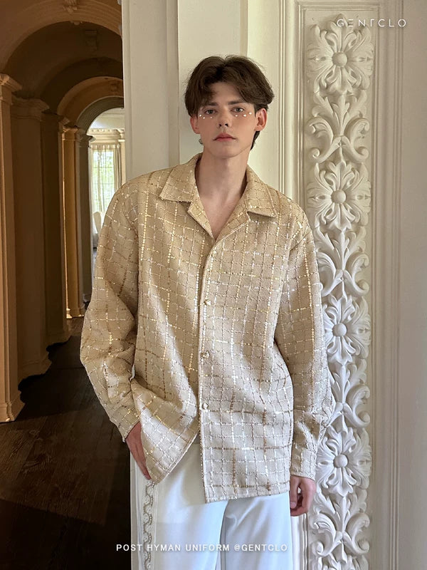 Sequin Embroidered Plaid Shirt Jacket 2