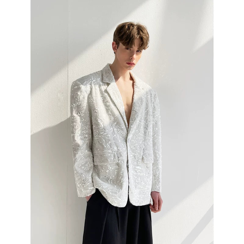 ,1627207:28320,5904422487960,1627207:28320,5904422487961,1627207:28320,5904422487959,5904422487960,5904422487961,5904422487959, Sequined Velvet Lapel Suit Jacket